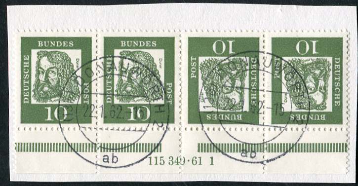 Bund ZDR K1 gestempelt, Unterrand mit HAN 115349.61 1
