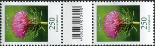 2,50€, Mi.Nr.3199 **  200er Rolle SZ2 mit 1 stelliger Nr. ungerade, EAN Code A