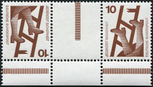 Bund ZDR KZ9a.5 ** Unterrand, Strl braun unten 8-9mm verkürzt