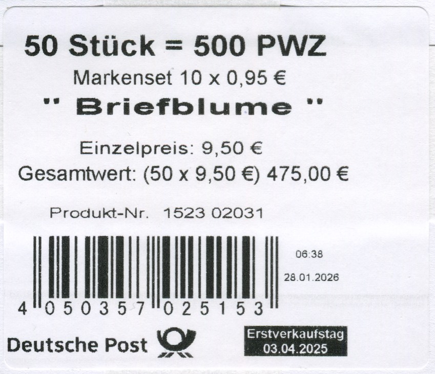 FB 150 Verpackungslabel 2 rechteckig 70x59mm mit Datum, Produkt Nr. 1523 02031,  Druck GDL