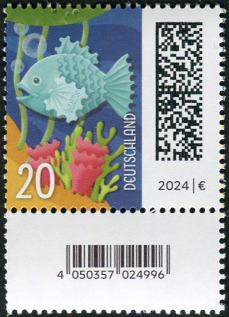 0,20€, Mi.Nr.3861 ** 200er Rolle, SZ1 mit 3 stelliger Nr. ungerade, EAN Code , Druck Bundesdruckerei