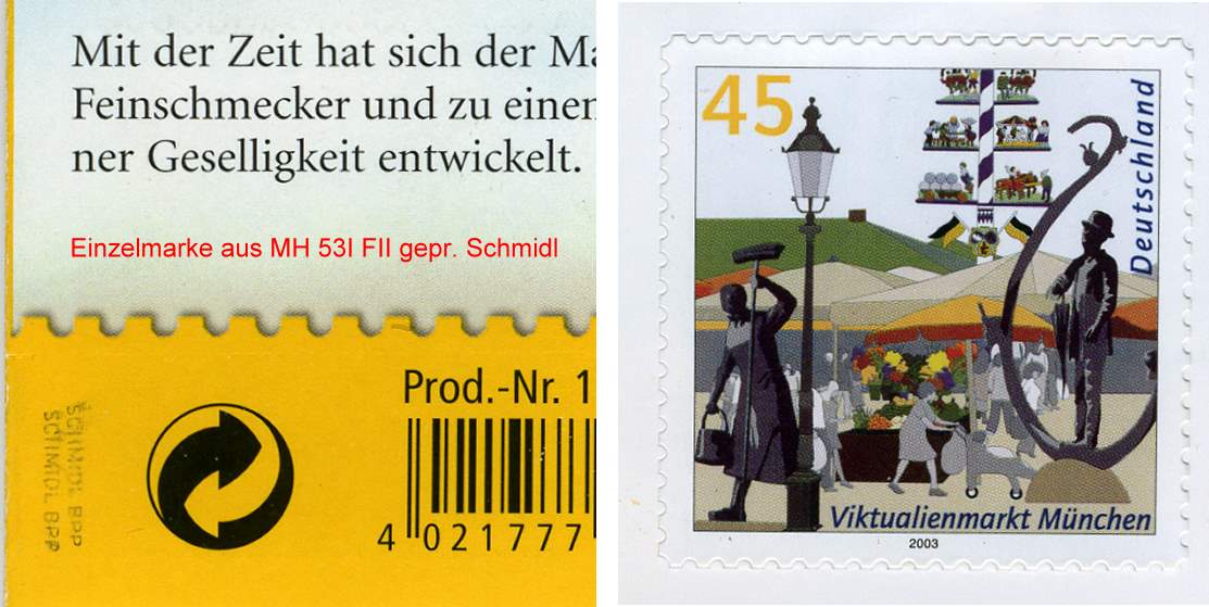 Einzelmarke aus MH 053I ** FII