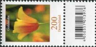 2,00€, Mi.Nr.2568 **  200er Rolle SZ1 mit 1 stelliger Nr. ungerade, EAN Code A