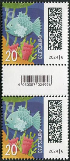 0,20€, Mi.Nr.3861 ** ,SZ2 mit 1 stelliger Nr. ungerade, EAN Code