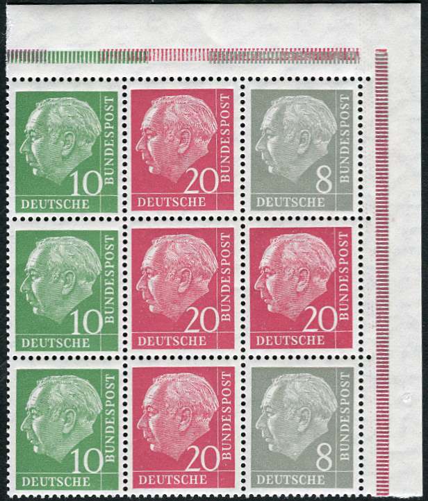 Bund ZDR ER S50 X ** Eckrand oben rechts, 9er Block