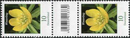 0,10€, Mi.Nr.3314 **  500er Rolle SZ2 mit 2 stelliger Nr. gerade, EAN Code A