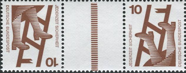 Bund ZDR KZ9a.2 ** Strl braun 1 bis 2mm verkürzt, dünner Schlussstrich
