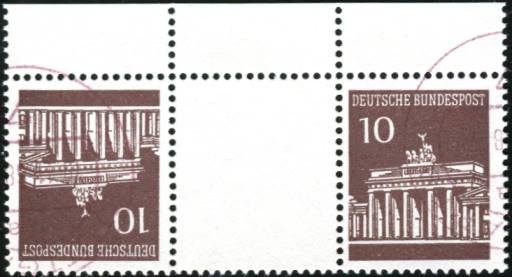 Bund ZDR KZ 6.1 gestempelt, Oberrand ohne Strl