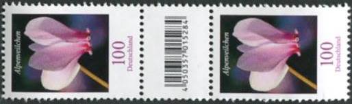 1,00€, Mi.Nr.3365 **  200er Rolle SZ2 mit 1 stelliger Nr. ungerade, EAN Code A, Nr. Typ 2