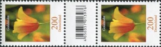 2,00€, Mi.Nr.2568 **  200er Rolle SZ2 mit 1 stelliger Nr. ungerade, EAN Code A
