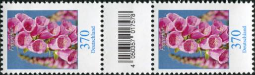 3,70€, Mi.Nr.3501 ** 100er Rolle SZ2 mit 1 stelliger ungerader Nr. Typ 2, EAN Code B