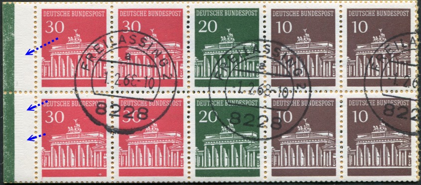 H-Blatt 17 gestempelt, RLV IV, 9mm, Blinddruck + grüne Balkenleiste