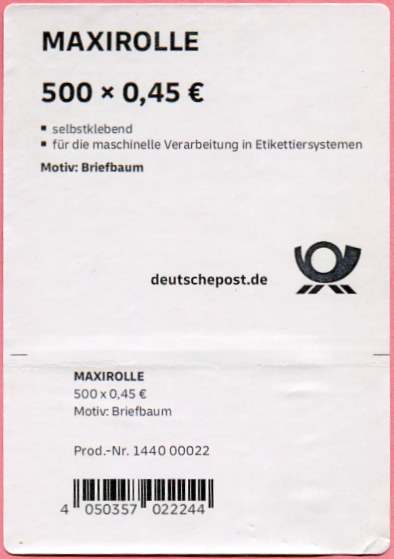 0,45€, Mi. Nr. 3713, 500er Rolle Verpackungslabel 1
