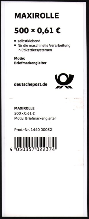 0,61€, Mi.Nr.3744 **, Verpackungslabel, 500er Rolle