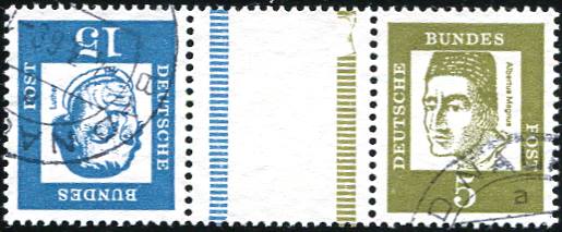 Bund ZDR KZ 2.3 gestempelt, Strl blau dg, oliv unterbrochen