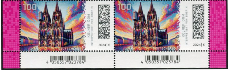 10er Bogen Mi.-Nr. 3832 nassklebend, ER Paar unten