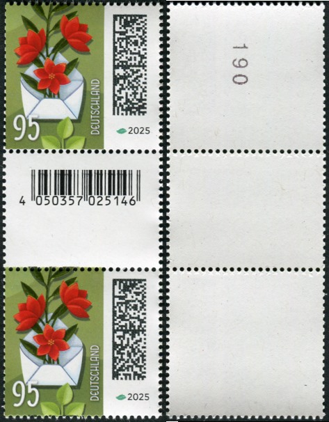 0,95€, Mi.Nr.3898 **  SZ2 mit 3 stelliger Nr. gerade, EAN Code