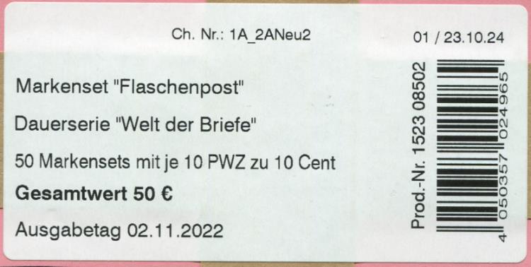 FB 138 I Label Typ 2 mit DMC Code, Prod. Nr. 1523 08502  Druck  Bundesdruckerei