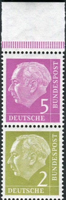 Bund ZDR S19b ** Oberrand nur aus MHB 4.1 + 4.2, Strichleiste nur lebhaftrosalila durchgehend