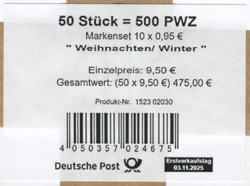 FB 152 Verpackungslabel 2 rechteckig, Produkt Nr. 1523 02030,  Druck GDL