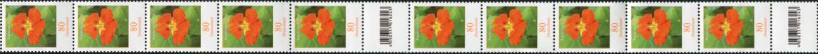 0.80€, Mi.Nr. 3469II  ** 500er Rolle, mit 3x EAN Code C , Nr. Type 3, 11er Streifen, ungerade / gerade / ungerade
