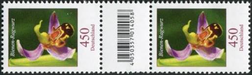 4,50€, Mi.Nr.3191 **  100er Rolle SZ2 mit 1 stelliger Nr. ungerade, EAN Code A