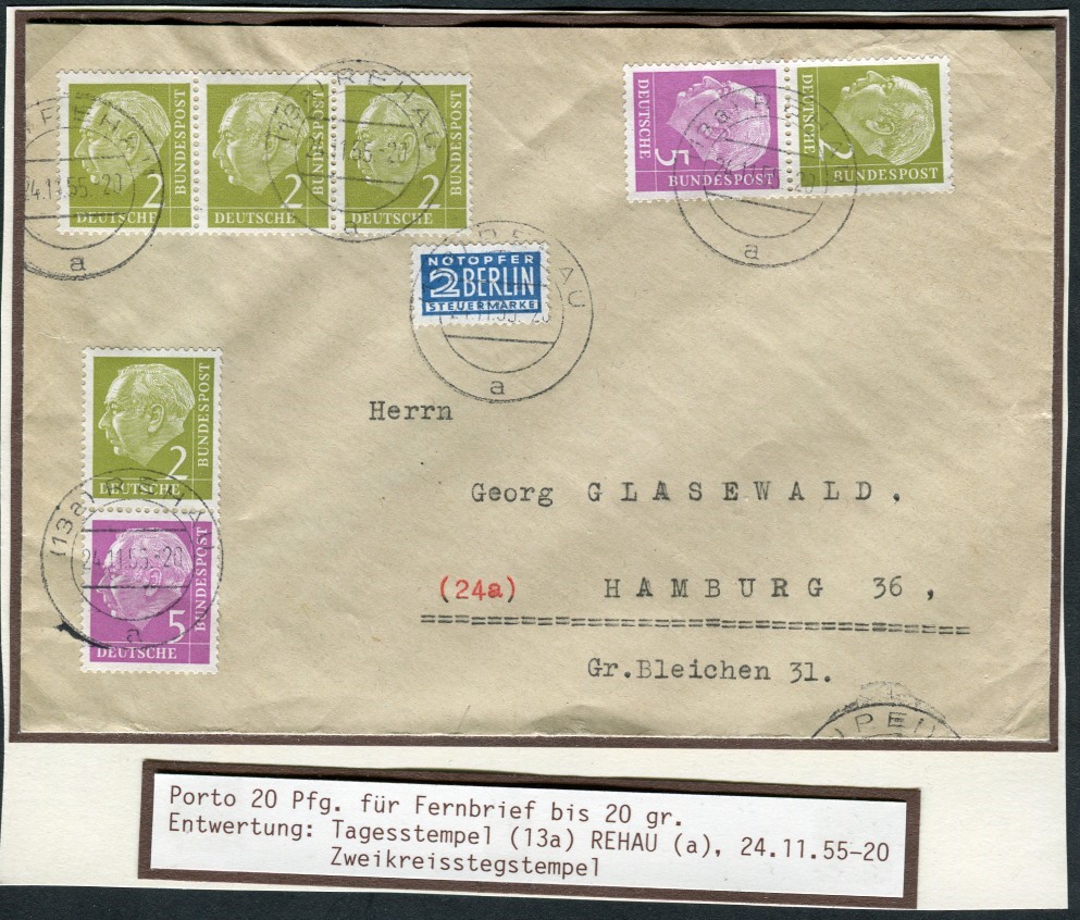 Brief mit 2x S17 + 2PF 3er Streifen waagrecht