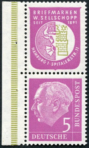 Bund ZDR S 41 ** mit PLF II Seitenrand links wie RLV I ,aus MH