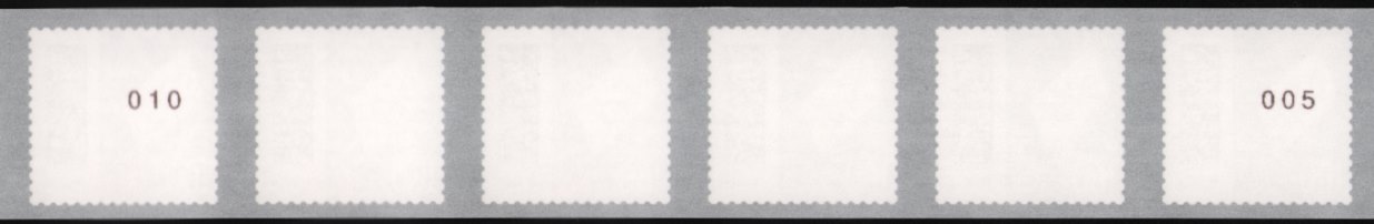 1,60€, Mi.Nr.3654IV ** 100,500er Rolle 6er Streifen 2-1 stellige Nr. , Typ E/IIb-w