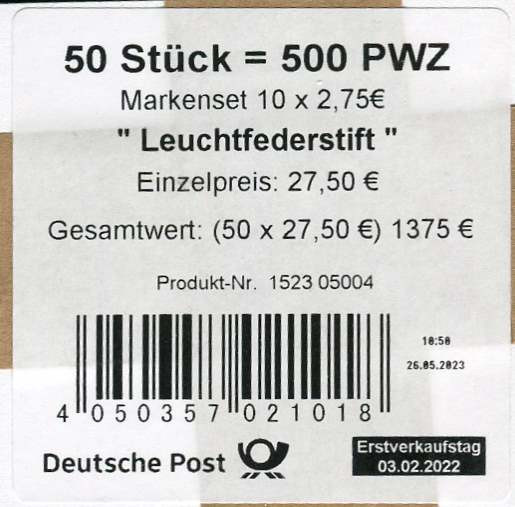 FB 117 Verpackungslabel 2, € Wertangabe, Druck Giesecke + Devrient